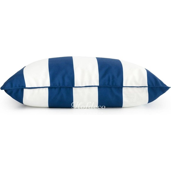 Hofdeco Blue and White Stripe Lumbar Pillow Cover Set of 2 Outdoor 12x20 - Picture 6 of 8
